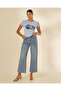 Women Blue Printed Rib T-Shirt - 2