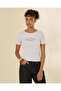 Women Grey Contrast Rib Graphic T-Shirt