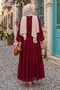 Tie Waist Ruffle Detailed Lined Chiffon Dress Red Hm2942 - 5