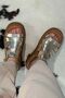 Women's Sandals with Tape Detail Dg6096 Gold - 5