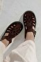 Suede Braided Women's Sandals Dg6095 Brown - 5