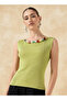 SLEEVELESS METALLIC KNIT NECK TRIM ROUND NE