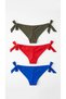 3 Pieces Khaki Red Blue 1 Pack Brazilian Bikini Bottom - 2
