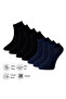 Pure Bamboo Summer Men's Booties Flat Short Black - Navy Blue Socks Seamless Premium Gift Boxed 7-Piece Softaura Series L5952Aznp