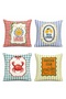 Retro Popart Patterned 4-Piece Throw Pillow Cover Set - 3
