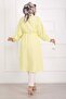 Lace-Up Long Shirt Tunic with Pocket Detail Yellow - 4