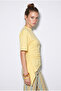 Lemon Yellow Waist-Fitted Soft Textured Cotton Asymmetrical Cut Short Sleeve Blouse Öb261054 60286435 - 5