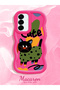 Samsung Galaxy A56 Compatible Case Camera Protector Red Silicone Couple Phone Case Cat Pattern - 2