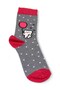 Girl's 6-Piece Gray Polka Dot and Teddy Bear Patterned Socks Set for 11-12 Years Old - 3