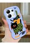 Redmi Note 13 4g Compatible Case with Camera Protector Blue Silicone Couple Phone Case Cat Pattern