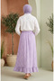Elastic Waist Floral Patterned Skirt 0304-03 Lilac - 5