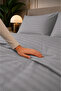 Aurelia Linea Gray 100% Cotton Satin Striped Single Duvet Cover Set - 2