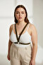 Plus Size Khaki Women's Belt Leather Harness Ring Detailed Body Accessory - 3