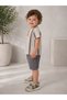 Baby Boy Striped Linen Look Shorts Set with Lace-Up Detail for Summer - 2