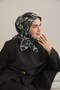 وشاح حريري من التويل بنمط تجريدي باللون الأخضر الزمردي 90x90 - 4