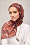 Cotton Polyester Scarf Brown-Orange Beige Black Botanical Patterned Soft Textured 90X90 - 4