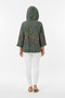 Women's 4/3 Capri Sleeve Hooded Italian Style Zippered Cotton Thin Fabric Jacket - 4