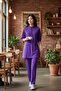 Housemaid Uniform/Nurse Uniform/Medical Scrub Set with Black Piping - Two Patch Pockets on Top, Comfortable & Durable (Purple, XL) - 2