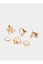 6-Piece Gold Tone Pearl & Floral Designs Rings Set - 2