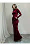 Red Ruched Bodycon Maxi Dress - 5