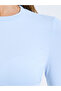 Blue Thumbhole Detail Ls Crop Top And Broad Waist Flared Pants Set - 3