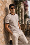 Miyazaki Regular Fit 100% Cotton Waffle Box Crew Neck Men's T-Shirt - Pebble Stone - 4