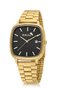 Calendar Rectangular Case Wicker Metal Cord Men's Wristwatch Gold Black Color Pl-7085E6X - 3