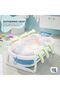 Tubby Foldable Baby Bath Tub for 0-5 Years | Portable Infant Bathtub with Temp Meter - (BLUE) - 4