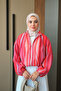 Women's Colorful Patterned Zippered Tulle Jacket Pomegranate Flower - 2