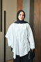 Women's Asymmetrical Cape Detailed Poplin Shirt White - 4
