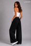Women's Denim Detailed Linen Blend Loose Leg Comfortable Summer Trousers - 3