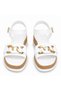 Verona Gold Buckle Detailed Wedge Heeled Women's White Sandals - 6