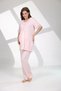 3-Piece Maternity and Pregnancy Pajama Set with Lace and Floral Patterned Robe - Pink Breastfeeding Compatible - 5