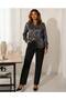 Women's Leopard Patterned Cotton Satin Relax Fit Shirt - 4