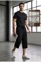Men's Black 2-Piece Combination Cotton T-Shirt and Capri Set