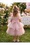 Multi-Layered Sequin and Bow Detailed Special Occasion Girls' Evening Dress - 3
