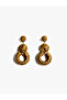 Large Size Beaded Detailed Geometric Straw Earrings with Dangle