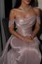 Shiny Off-Shoulder Evening Dress with Elegant Pleats - 3
