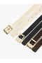 Set of 3 Multi-Colored Faux Leather Belts with Metal Buckles - 3