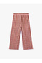 Beli Lace-Up Pocket Detailed Viscose Relaxed Fit Wide Leg Striped Trousers - 2
