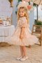 Girl's Baby Collar, Flower Accessory Crown, Balloon Sleeve Design Dress - 3