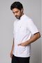 Men's Judge Collar Short Sleeve Snap Fastener Jacket, Oversized White Alpaca Fabric Doctor and Pharmacist Coat - 4