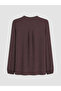 Vizyon New Season Burgundy Ruffled Collar Blouse - 6