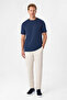 Regular fit navy blue crew neck t-shirt