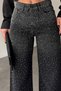 Women's Stone Embellished High Waist Wide Leg Palazzo Jean Trousers - 6