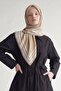 Oil Green Three Line Detailed Twill Silk Scarf - 3