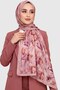 Pink Leaf Patterned Bamboo Crush Shawl - Wrinkled Textured Daily Shawl - 2