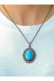 Natural Stone Turquoise Authentic Women's Necklace with Natural Stone 45 cm Chain Euk13F - 2