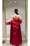 2 Piece Women's Satin Lace Detailed Long Dressing Gown and Nightgown Set Dowry Dress with Slit Shoulder Sleeves and Slit Lace Detail - 3