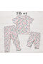 Girl's T-Shirt-Capri-Leggings Set of 3 with Shell Pattern